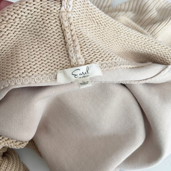 Easel Khaki Mineral Washed Patchwork Knit French Terry Cardigan Sweater Size L - Picture 6 of 7